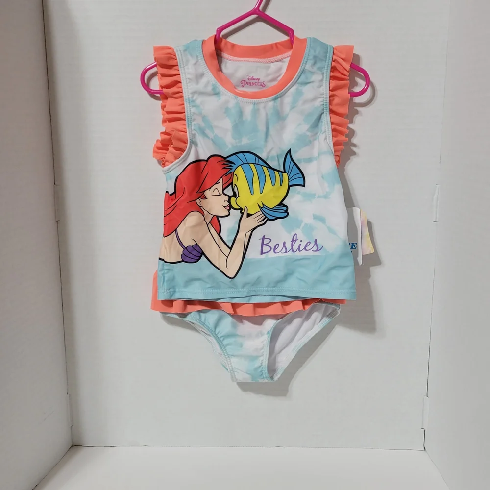 Disney Princess Ariel & Flounder Girls 2PC Swimsuit Set UPF 50+ Size 5T NWT - Picture 1 of 11